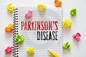 Parkinson's disease text on paper