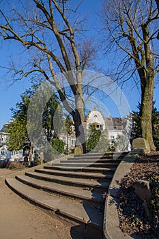 Buildings in Viersen at the pond in the old city garden