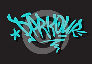 Parkour Brush Lettering Type Design Graffiti Tag Style Vector Graphic