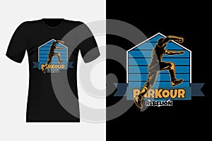 Parkour Rebelion Silhouette Vintage T-Shirt Design photo