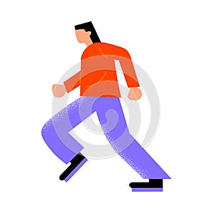 Parkour young man wearing in blue pants and a red shirt running to do a trick. Vector illustration in a flat cartoon