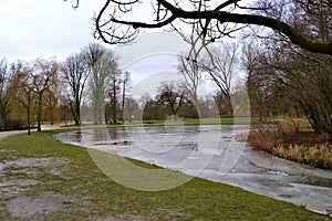 Amsterdam Parks during autumn during cloudy day.