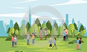 Parkscape with couples