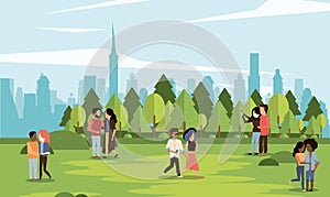 Parkscape with couples