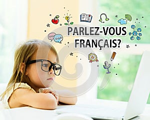 Parlez Vous Francais text with little girl photo