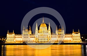 The Parliament in Budapest by night