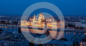Parliament of budapest at night photo