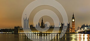 Parliament building with Big Ben panorama in London