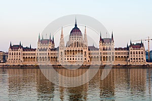 Parliament building in Budapest Hungary on Danube river. famous tourist place