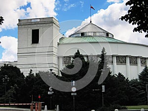 The Parliament building in Warsaw, Poland