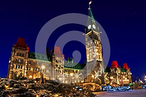 Parliament Buildings in Ottawa, Canada at Christmastime