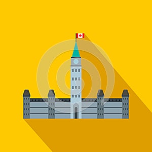 Parliament Buildings, Ottawa icon, flat style