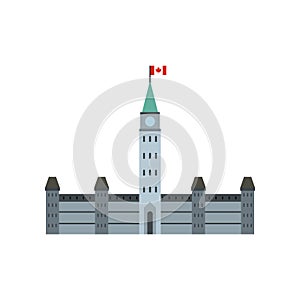 Parliament Buildings, Ottawa icon, flat style