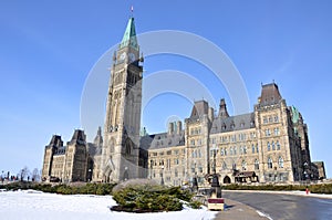 Parliament Buildings in winter, Ottawa, Canada