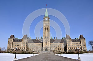 Parliament Buildings winter view, Ottawa, Canada