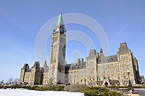 Parliament Buildings winter view, Ottawa, Canada