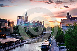 Parliament of Canada in Ottawa Ontario at sunset