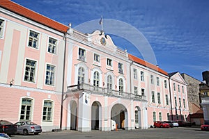 The Parliament of Estonia building on Toompea hill in the central part of the old town, Tallinn, the capital of Estonia.