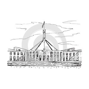 Parliament House. Canberra, ACT, Australia. Graphic illustration