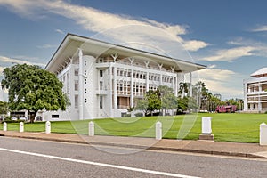 The Parliament House in the historic center of Darwin, Australia, under a beautiful sky