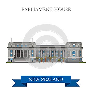 Parliament House Wellington New Zealand vector flat attraction photo