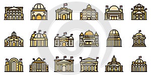 Parliament icons set vector flat