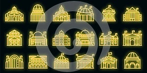 Parliament icons set vector neon