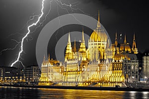 Parliament with lightning