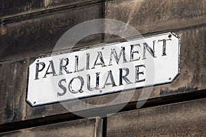 Parliament Square Street Sign in Edinburgh, Scotland photo