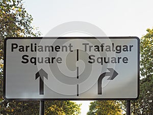 Parliament Square and Trafalgar Square sign photo