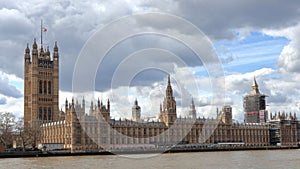 Parliament of the UK with flag at half mast, national mourning
