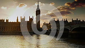 Parliament and Westminster Bridge at Sunset