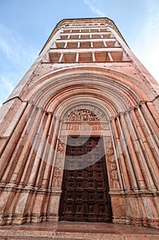 Parma Baptistery main entry. Italy