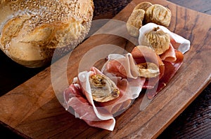 Parma ham and dried fig