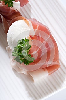 Parma ham and mozzarella