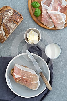Parma ham on rustic bread