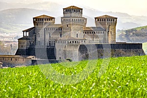 Parma - Italy - castle of Torrechiara meadow vale panorama - Emilia Romagna region photo