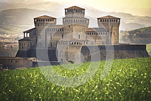 Parma - Italy - castle of Torrechiara meadow vale panorama enchanted land and fantasy setting photo