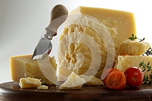 Parmesan cheese with knife