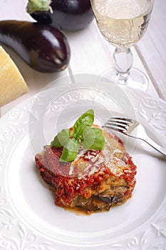 parmigiana eggplant on dish