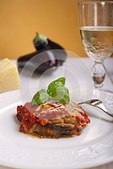 Parmigiana eggplant on dish