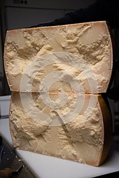 Parmigiano Reggiano Italian cheese freshly cut