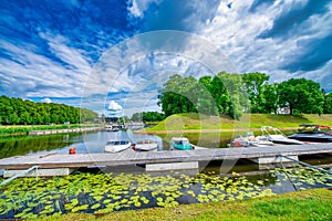 Parnu city park on a sunny summer day, Estonia