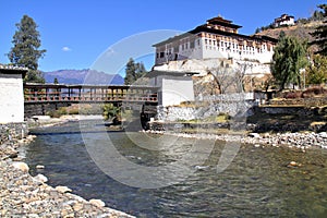 Paro Rinpung Dzong, The traditional Bhutan palace with wooden br