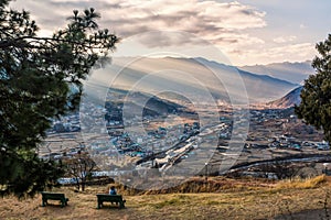 Paro town view from Ta Dzong