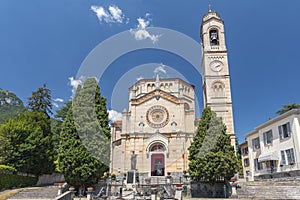 The parochial church of St. Lorenzo in Tremezzo, Como Lake, Italy photo