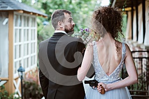 Parody and funny bride and groom. Happy wedding day