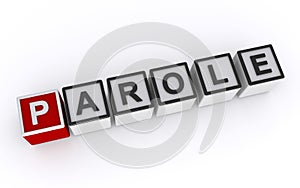 parole word block on white