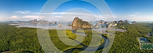 Paronamic aerial view of Phang Nga bay