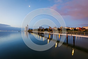 Parque das Nacoes (Park of Nations) in Lisbon, at sunrise